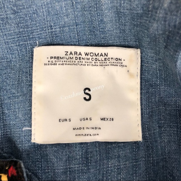 Zara Chambray Boho Denim Dress Tunic Small - Picture 6 of 8